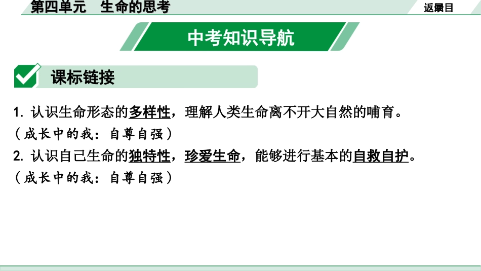 中考安徽道法1.第一部分 考点研究_1.七年级上册_4.第四单元 生命的思考.ppt_第2页