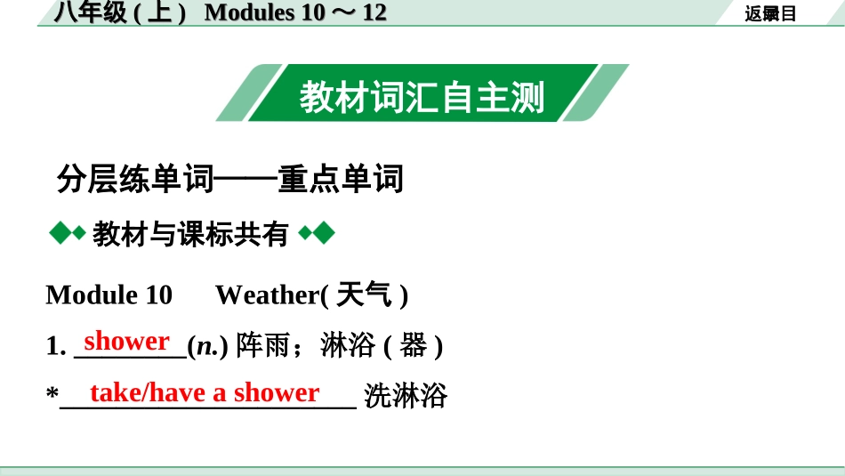 中考广东英语WY全书PPT_2.教材梳理_11. 第一部分 八年级(上) Modules 10～12.ppt_第2页