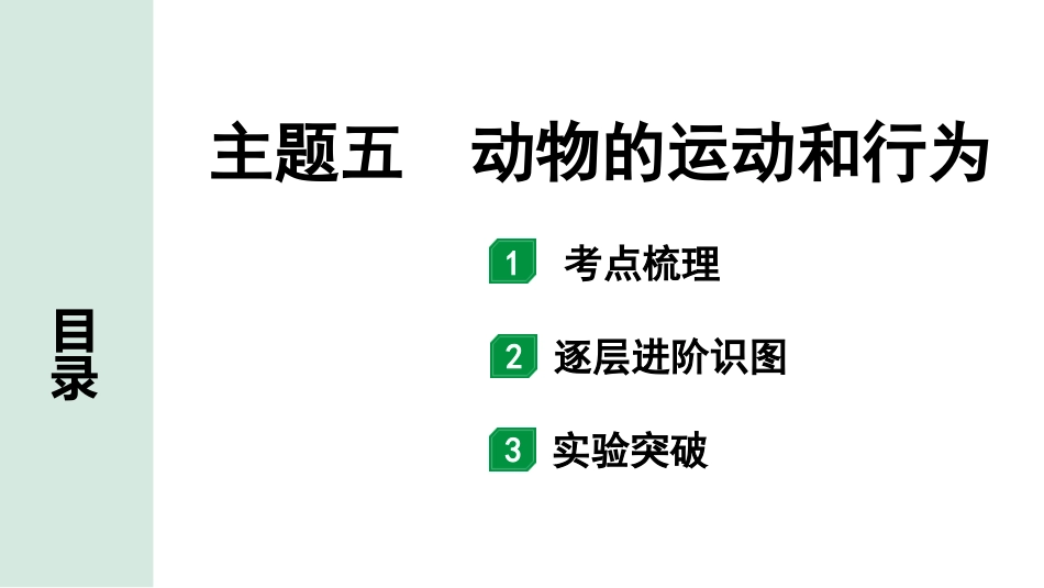 中考北京生物学考点速填速通_05.主题五  动物的运动和行为_主题五　动物的运动和行为.pptx_第1页