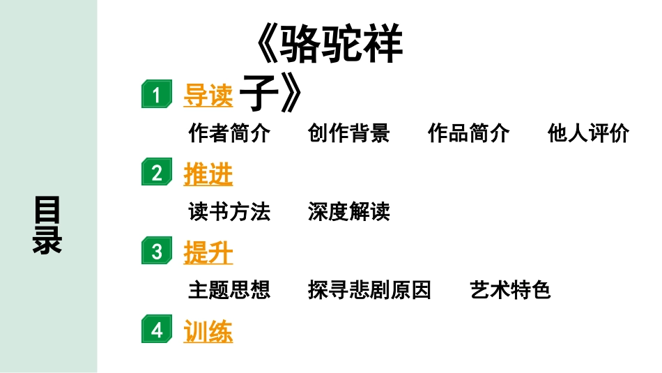 中考安徽语文3.第三部分  语文积累与运用_4.专题四  名著阅读_教材“名著导读”梳理及训练_3.《骆驼祥子》_《骆驼祥子》.pptx_第2页