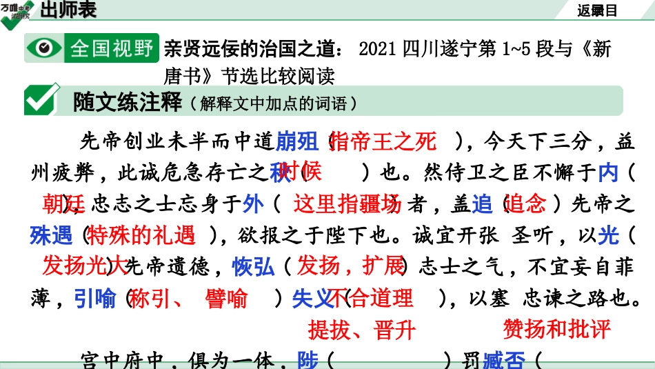 中考广东语文2.第二部分  古诗文默写与阅读_2. 专题二  课内文言文阅读_1轮 课内文言文逐篇过关检测_7. 出师表_出师表(练).ppt_第2页