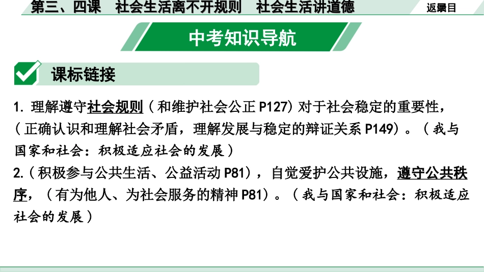 中考安徽道法1.第一部分 考点研究_3.八年级上册_2.第二单元 遵守社会规则_第三、四课 社会生活离不开规则 社会生活讲道德.ppt_第2页