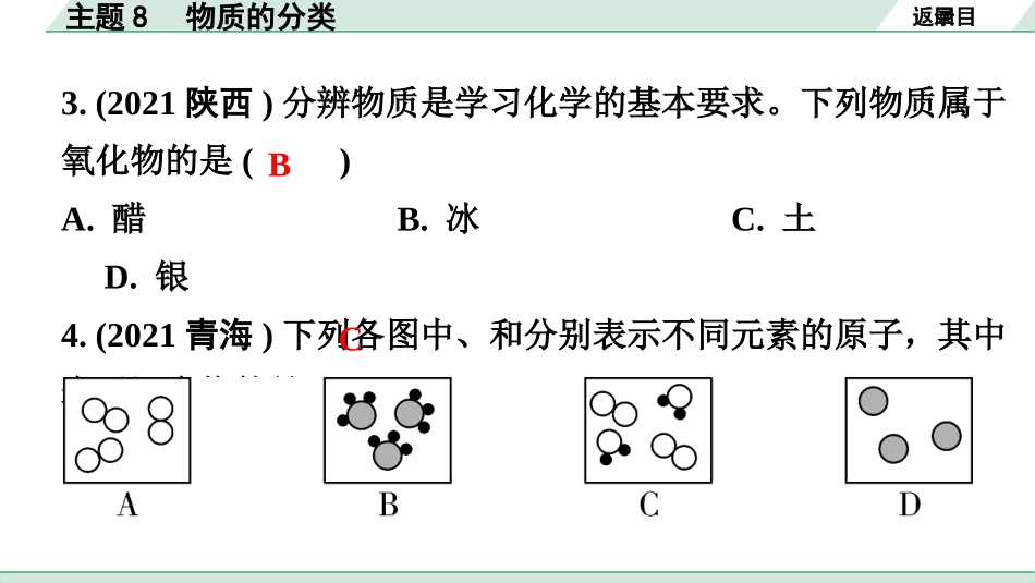 中考广东化学全书PPT_02.精练本_01.第一部分  广东中考考点研究_02.模块二  物质构成的奥秘_01.主题8  物质的分类.pptx_第3页