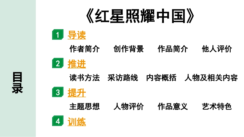 中考河南语文2.第二部分  积累与运用_4.专题五  名著阅读_2022中招考查名著梳理及训练_3.教材名著导读剩余篇目_20.《红星照耀中国》_《红星照耀中国》.pptx_第2页