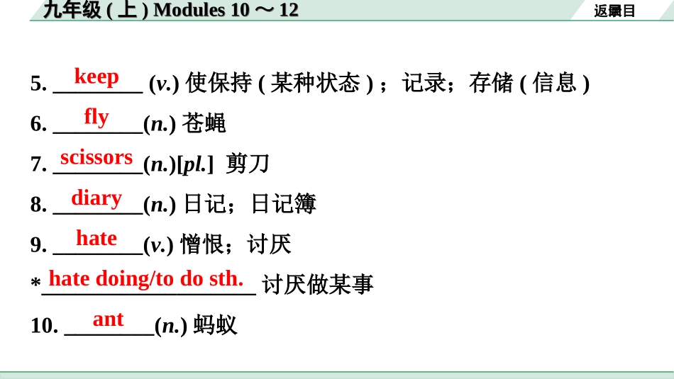 中考广东英语WY全书PPT_2.教材梳理_20. 第一部分 九年级(上) Modules 10～12.ppt_第3页