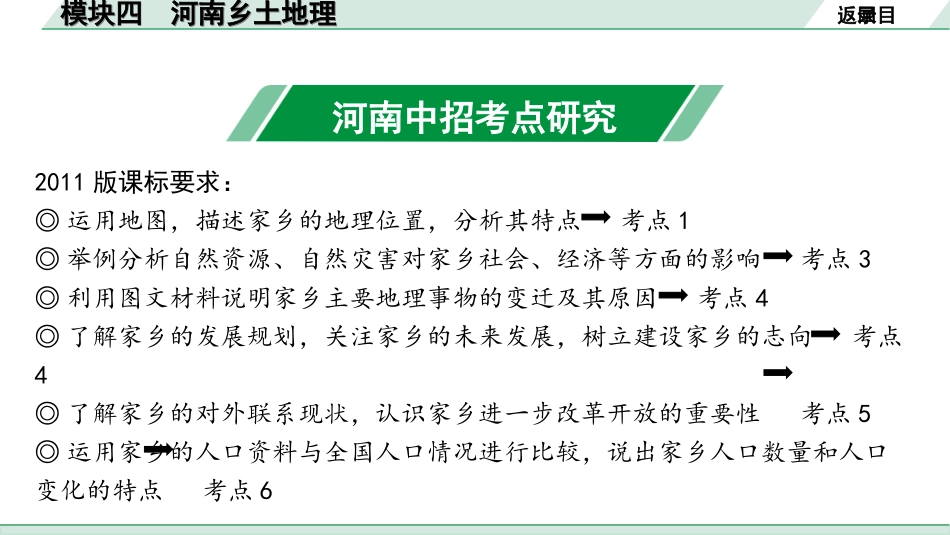 中考河南地理1.第一部分  河南中招考点研究_4.模块四  河南乡土地理_模块四  河南乡土地理.ppt_第2页