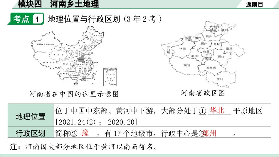 中考河南地理1.第一部分  河南中招考点研究_4.模块四  河南乡土地理_模块四  河南乡土地理.ppt_第3页