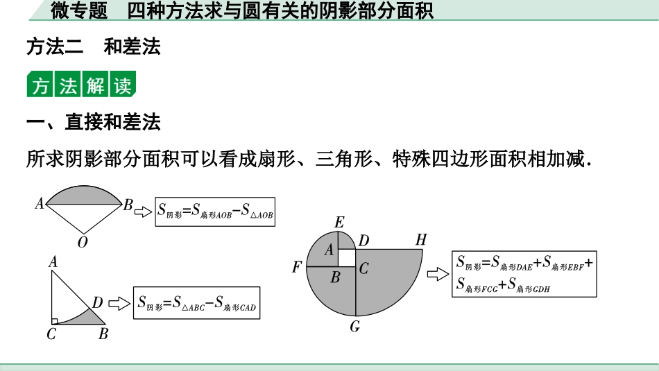 中考湖北数学1.第一部分  湖北中考考点研究_6.第六章  圆_6.微专题  四种方法求与圆有关的阴影部分面积.ppt_第3页