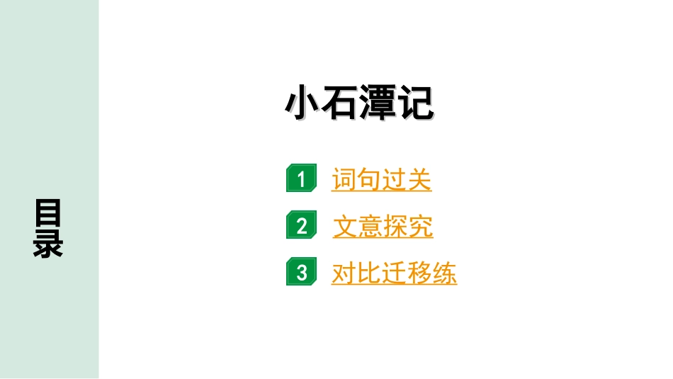 中考安徽语文2.第二部分  古诗文阅读_1.专题一  文言文阅读_一阶  课标文言文逐篇梳理及对比迁移练_第15篇  小石潭记_小石潭记（练）.ppt_第1页