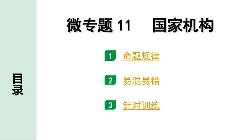 中考河北道法1.第一部分  中考考点研究_2.法律板块_15.微专题11　国家机构.ppt_第1页