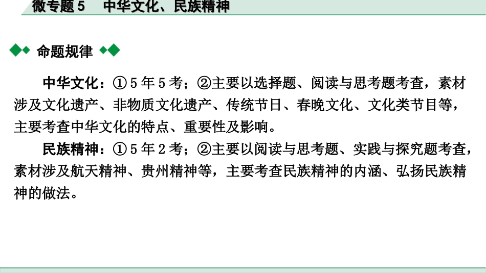 中考贵阳道法1.九年级（上册)_3.第三单元  文明与家园_2.微专题5　中华文化、民族精神.ppt_第2页