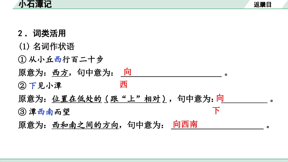 中考河北语文2.第二部分  古诗文阅读_专题二  文言文阅读_一阶  教材知识梳理及训练_第18篇  小石潭记_小石潭记（练）.ppt_第3页