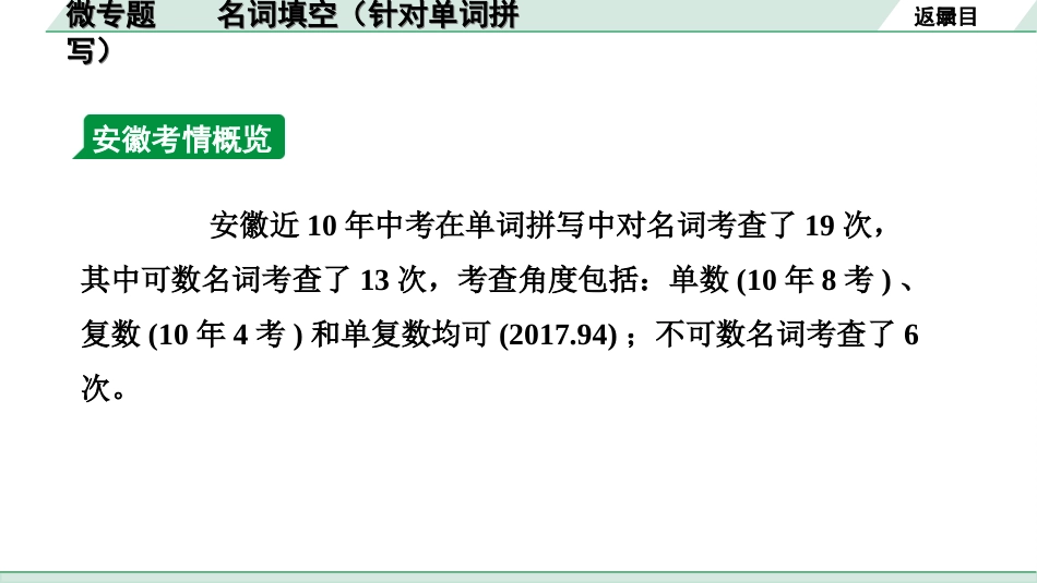 中考安徽英语WY31. 第二部分 专题二 微专题 名词填空（针对单词拼写）.ppt_第3页