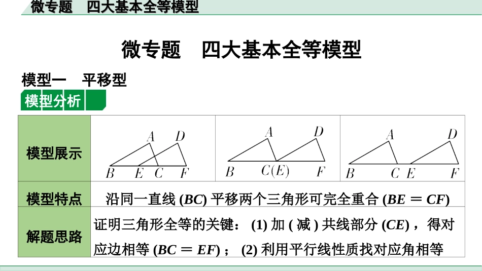 中考北部湾数学1.第一部分  北部湾经济区中考考点研究_4.第四章  三角形_9.微专题  四大基本全等模型.ppt_第1页