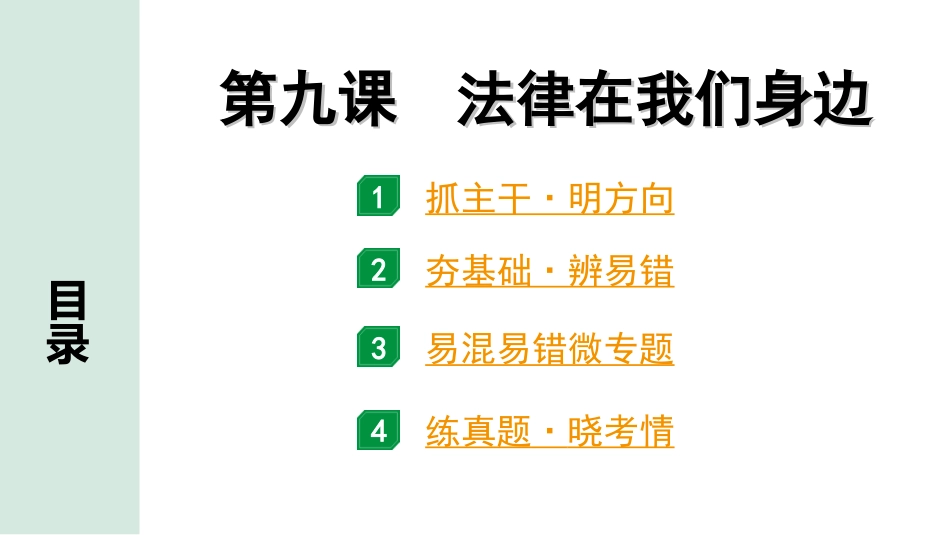 中考北部湾经济区道法1.第一部分　考点研究_6.七年级(下册)_3.第四单元　走进法治天地_1.第九课　法律在我们身边.ppt_第1页