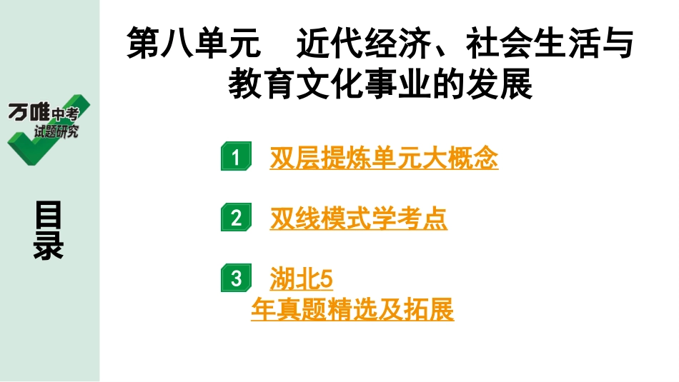 中考湖北历史1.第一部分  湖北中考考点研究_2.板块二  中国近代史_9.第八单元　近代经济、社会生活与教育文化事业的发展.pptx_第2页