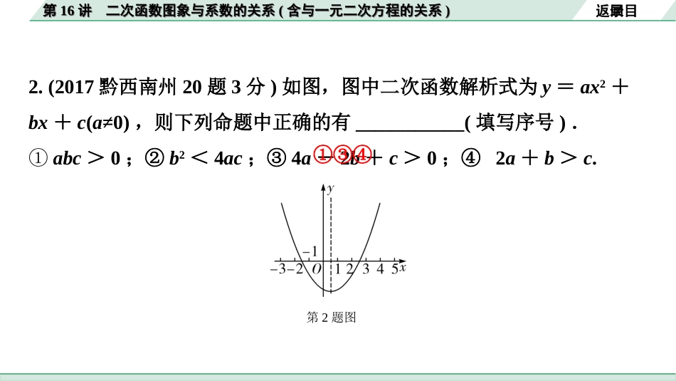 中考贵州数学1.第一部分  贵州中考考点研究_3.第三单元  函数_8.第16讲  二次函数图象与系数的关系（含与一元二次方程的关系）.ppt_第3页