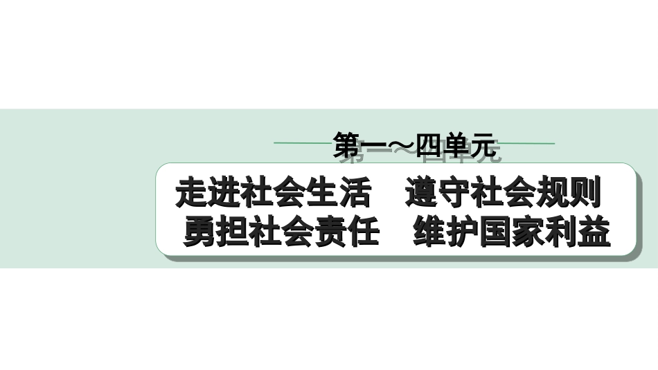 中考贵阳道法3.八年级（上册）_1.第一～四单元　走进社会生活　遵守社会规则  勇担社会责任  维护国家利益.ppt_第1页