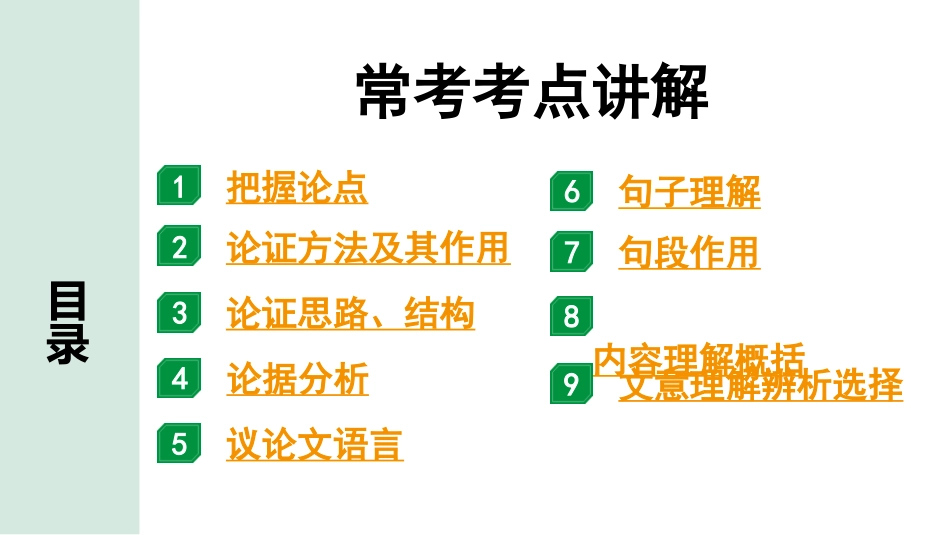 中考湖北语文3.第三部分 阅读理解_专题四 议论文阅读_常考考点讲解.pptx_第1页