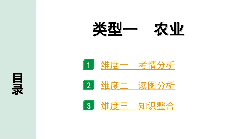 中考北京地理讲解册_2.第二部分  常考专题研究_9.专题三　人文地理要素分析  类型一　农业.ppt_第1页