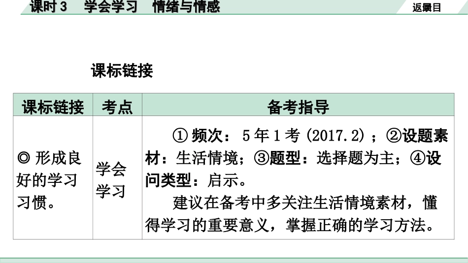 中考广东道法1.第一部分 考点研究_1.模块一 心理_课时3 学会学习　情绪与情感.ppt_第2页