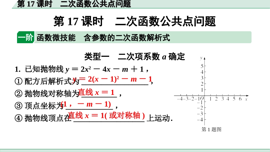 中考北京数学1.精讲本第一部分  北京中考考点研究_3.第三章  函数_10.第17课时  二次函数公共点问题.ppt_第1页