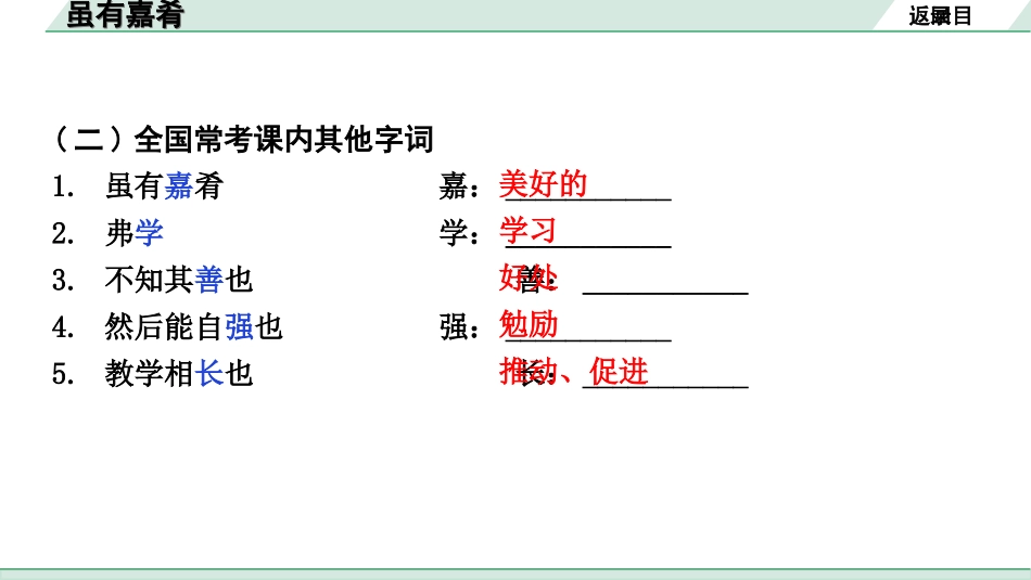 中考安徽语文2.第二部分  古诗文阅读_1.专题一  文言文阅读_一阶  课标文言文逐篇梳理及对比迁移练_第17篇  虽有嘉肴_虽有嘉肴（练）.ppt_第3页