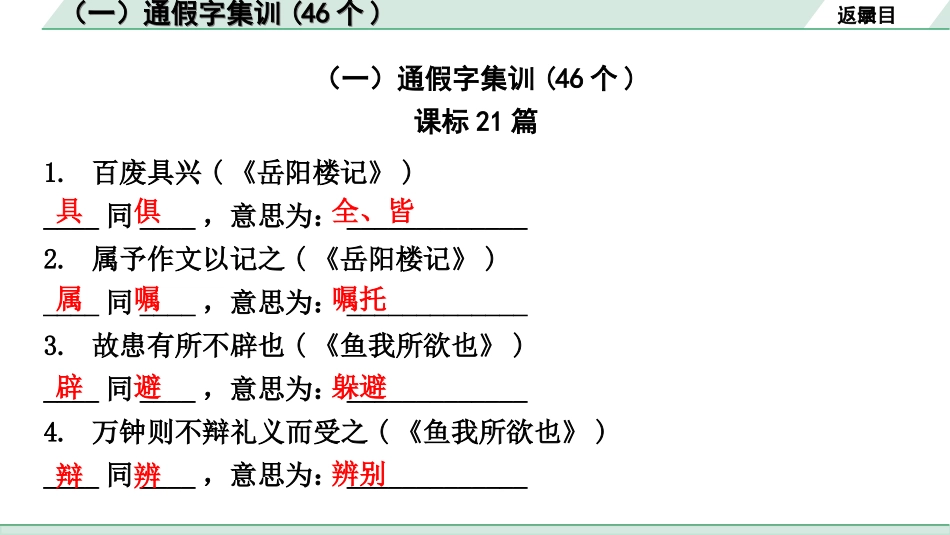 中考安徽语文2.第二部分  古诗文阅读_1.专题一  文言文阅读_二阶 重点词语梳理及迁移练_一、课内重点实词梳理及训练_（一）通假字集训(46个).ppt_第2页