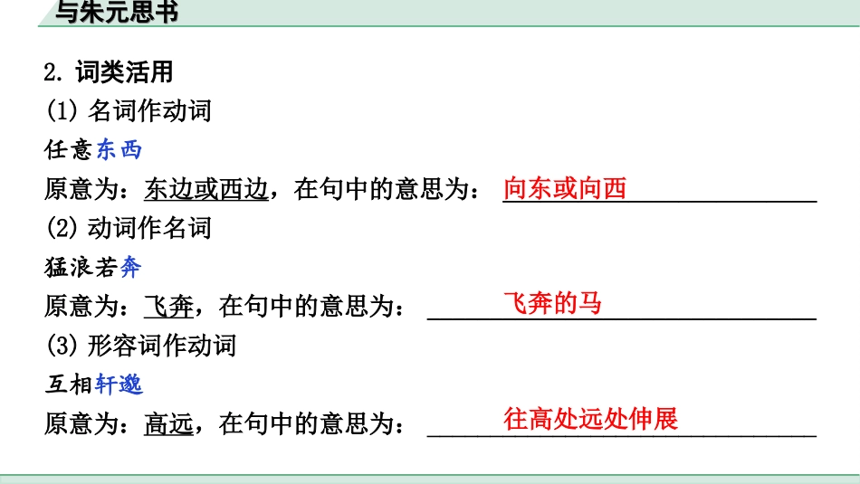 中考北部湾经济区语文2.第二部分  精读_一、古诗文阅读_3.专题三  文言文阅读_一阶  课内文言文知识梳理及训练_19  与朱元思书_与朱元思书（练）.ppt_第3页