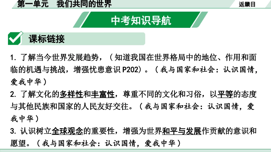 中考安徽道法1.第一部分 考点研究_7.九年级下册_1.第一单元 我们共同的世界.ppt_第3页