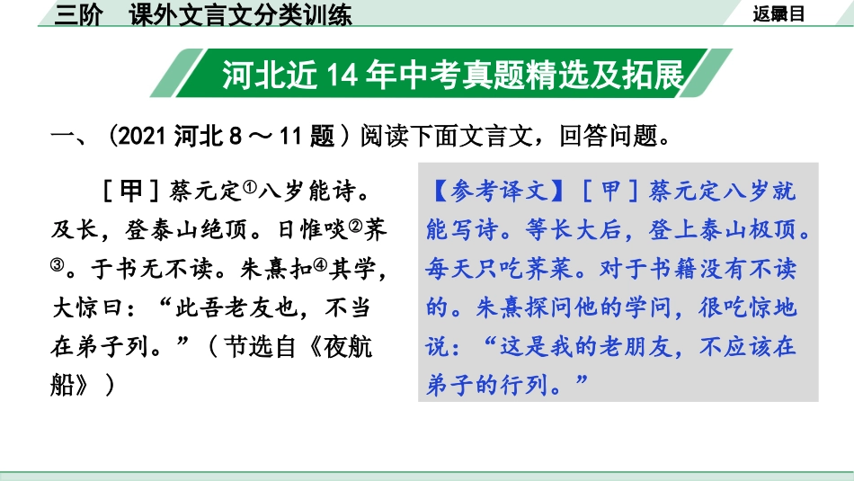 中考河北语文2.第二部分  古诗文阅读_专题二  文言文阅读_三阶  课外文言文分类训练_三阶　课外文言文分类训练.pptx_第2页