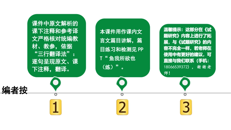 中考北部湾经济区语文2.第二部分  精读_一、古诗文阅读_3.专题三  文言文阅读_一阶  课内文言文知识梳理及训练_1  鱼我所欲也_鱼我所欲也“三行翻译法” （讲）.ppt_第1页