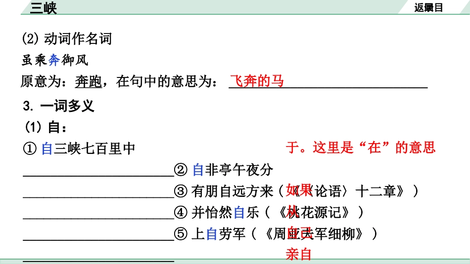 中考沈阳语文2.第二部分  古诗文阅读_2.专题二  文言文阅读_1.一阶 课标文言文梳理及训练_14.三峡_三峡（练）.pptx_第3页