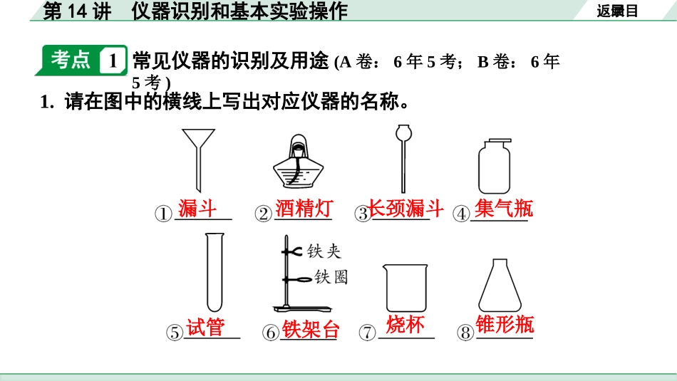 中考重庆化学14.第14讲  仪器识别和基本实验操作_第14讲  仪器识别和基本实验操作.pptx_第2页