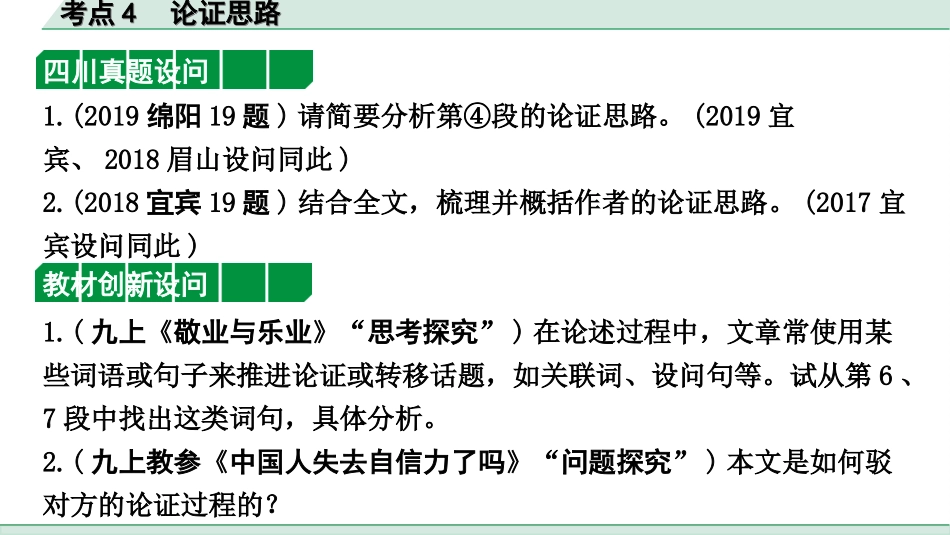 中考四川语文4.第四部分  现代文阅读_2.专题二  论述类文本阅读_考点”1对1“讲练_考点4  论证思路.ppt_第2页