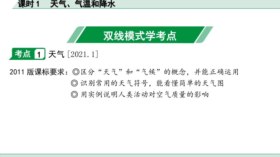 中考徐州地理1.第一部分  徐州中考考点研究_2.模块二  世界地理_2.第二单元  天气与气候  课时1  天气、气温和降水.ppt_第2页