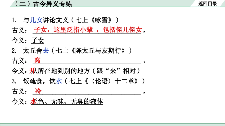 中考浙江语文2.第二部分 阅读_5.专题五  课外文言文三阶攻关_1.一阶  必备知识———课内文言字词积累_二、教材7~9年级文言字词分类突破练_(二)古今异义专练.pptx_第2页