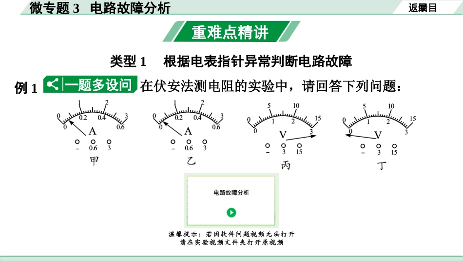 中考天津物理01.第一部分　天津中考考点研究_13.第十三讲　电学微专题_微专题3  电路故障分析.pptx_第3页