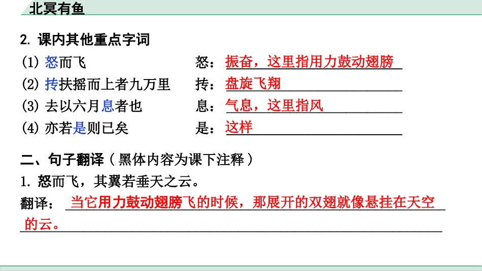 中考上海语文1.第一部分  古诗文阅读_3.专题三  课内文言文阅读_第19篇  北冥有鱼_北冥有鱼（练）.pptx_第3页