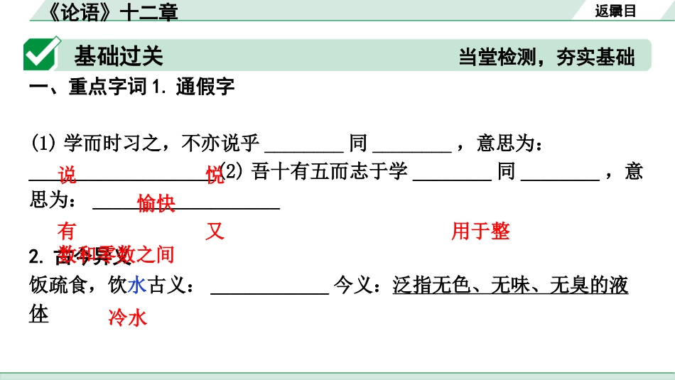 中考沈阳语文2.第二部分  古诗文阅读_2.专题二  文言文阅读_1.一阶 课标文言文梳理及训练_22.论语十二章_《论语》十二章（练）.pptx_第2页