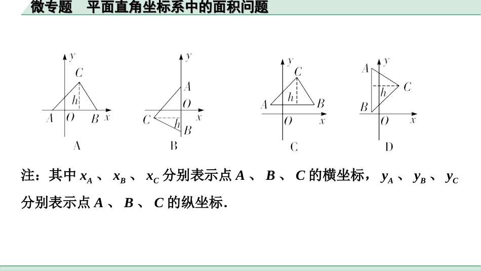 中考重庆数学1.第一部分  重庆中考考点研究_3.第三章  函　数_2.微专题  平面直角坐标系中的面积问题.ppt_第2页