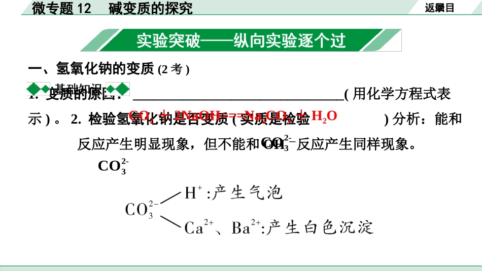 中考内蒙古化学02.第一部分  内蒙古中考考点研究_08.第八章　常见的酸、碱、盐_06.微专题12　碱变质的探究.pptx_第2页