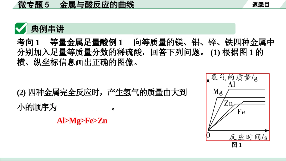 中考江西化学02.第一部分  江西中考考点研究_08.第八单元  金属和金属材料_02.微专题5  金属与酸反应的曲线.pptx_第2页