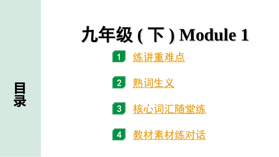 中考陕西英语SHNJ21. 第一部分 九年级(下) Module 1.ppt_第1页