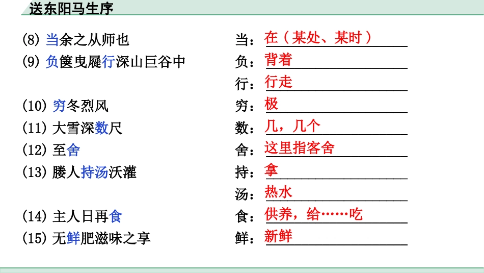 中考上海语文1.第一部分  古诗文阅读_3.专题三  课内文言文阅读_第6篇  送东阳马生序_送东阳马生序（练）.pptx_第3页