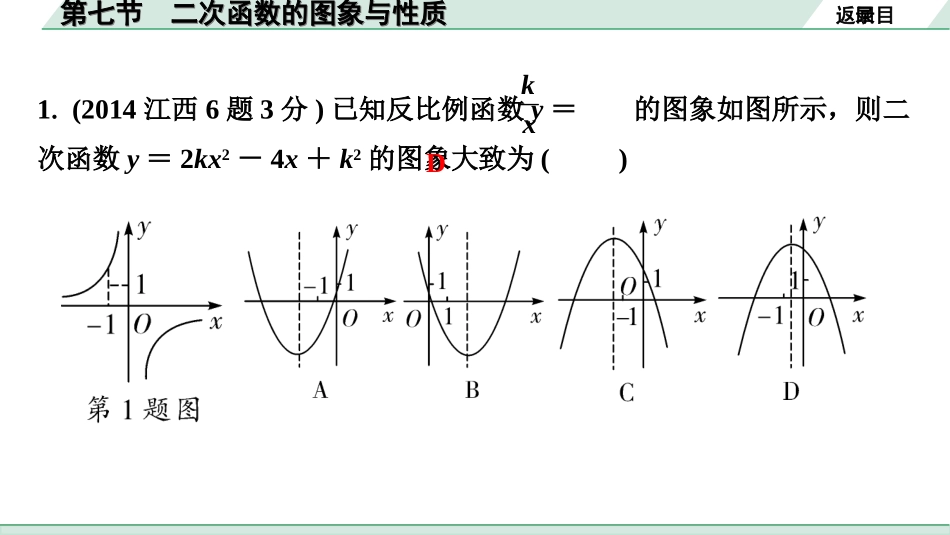 中考江西数学1.第一部分  江西中考考点研究_3. 第三章  函数_7. 第七节  二次函数的图象与性质.ppt_第3页