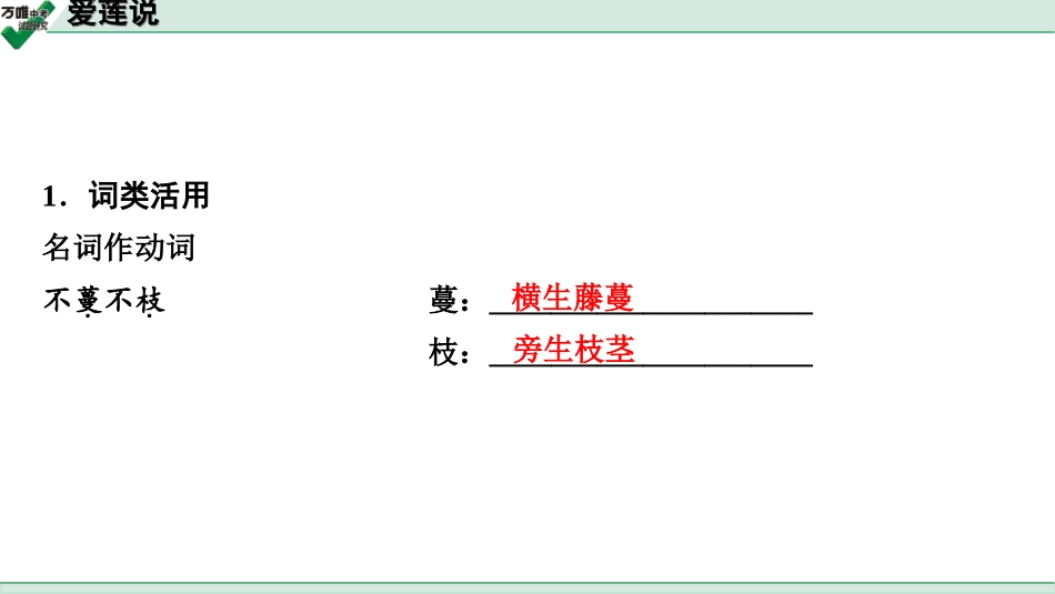 中考淄博语文2.第二部分  古诗文阅读_2.专题二  文言文阅读_一阶　文言文字词基础抓分练_第38篇　爱莲说_爱莲说 (练).ppt_第2页