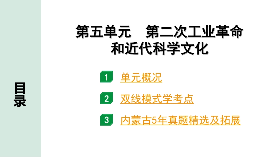 中考内蒙古历史1. 第一部分  内蒙古中考考点研究_5. 板块五  世界近代史_5. 第五单元　第二次工业革命和近代科学文化.ppt_第2页