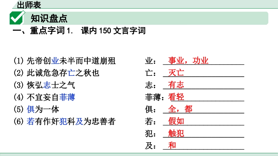 中考上海语文1.第一部分  古诗文阅读_3.专题三  课内文言文阅读_第10篇  出师表_出师表（练）.pptx_第2页