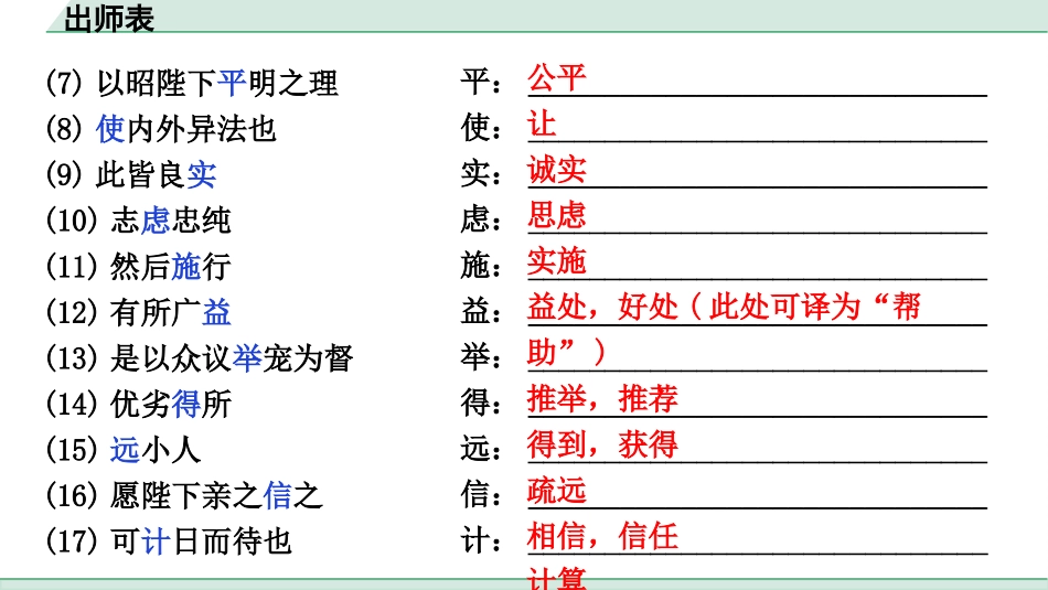 中考上海语文1.第一部分  古诗文阅读_3.专题三  课内文言文阅读_第10篇  出师表_出师表（练）.pptx_第3页